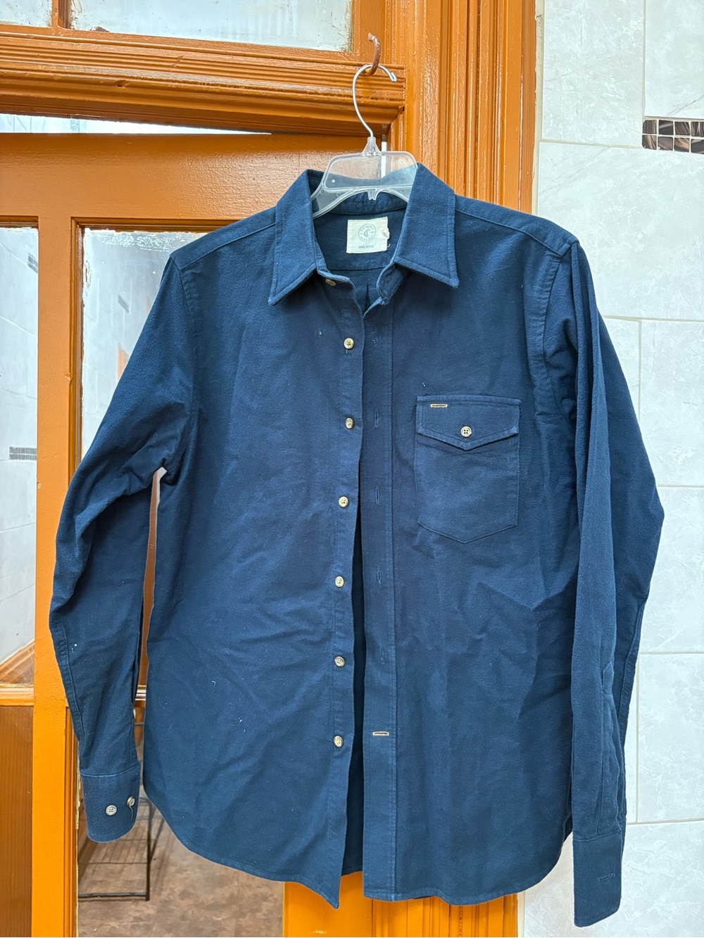 Criquet Navy Flannel Button Front Overshirt Medium